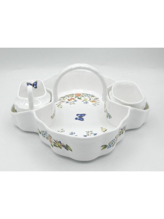 Aynsley Other - Cottage Garden by Aynsley Strawberry Basket with Cream and Sugar Set of 3 AYNOGA